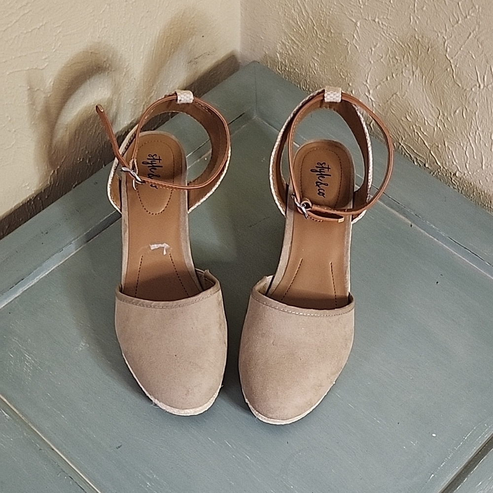 Style & Co Tan Espadrille Ankle Strap Shoes